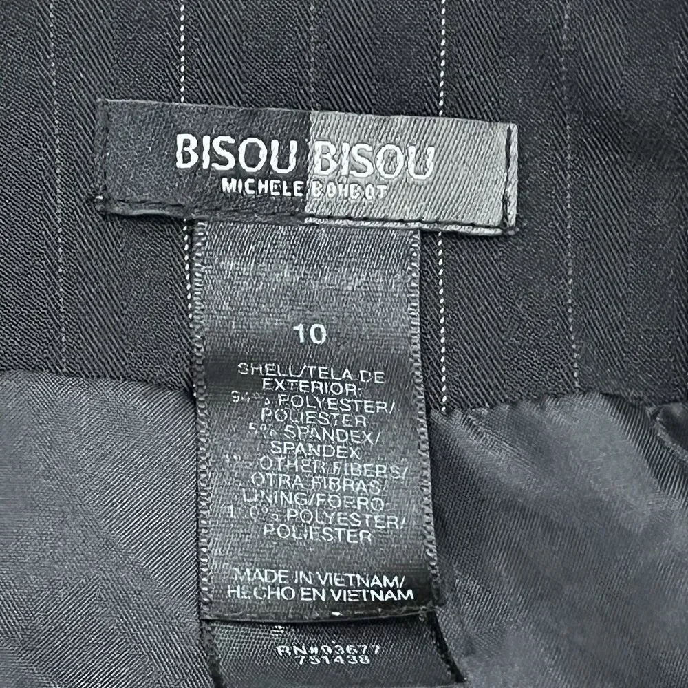 Bisou Bisou Steampunk Pin Striped Blazer Sz 10 Rouched Sleeve Workwear Office